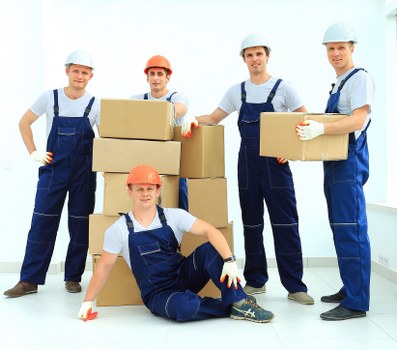 Removal van loading boxes and household items