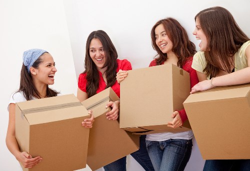 Packed boxes and furniture ready for transport during a local Streatham move