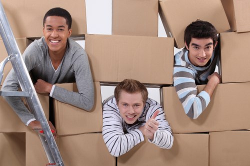 Commercial relocation service packing office items for a move in Streatham