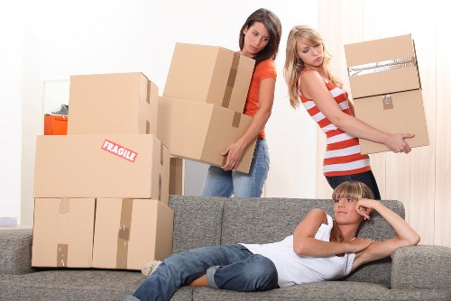 Moving vehicle loading business items during a Streatham relocation